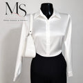 BLUSA SATINADA CORTE CLASICO - PERLA