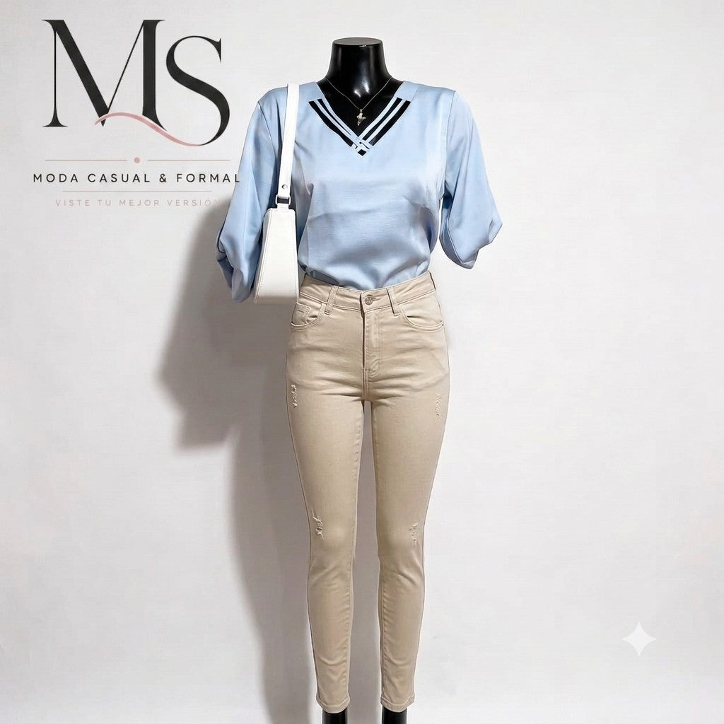BLUSA CORTE V MANGA 3/4